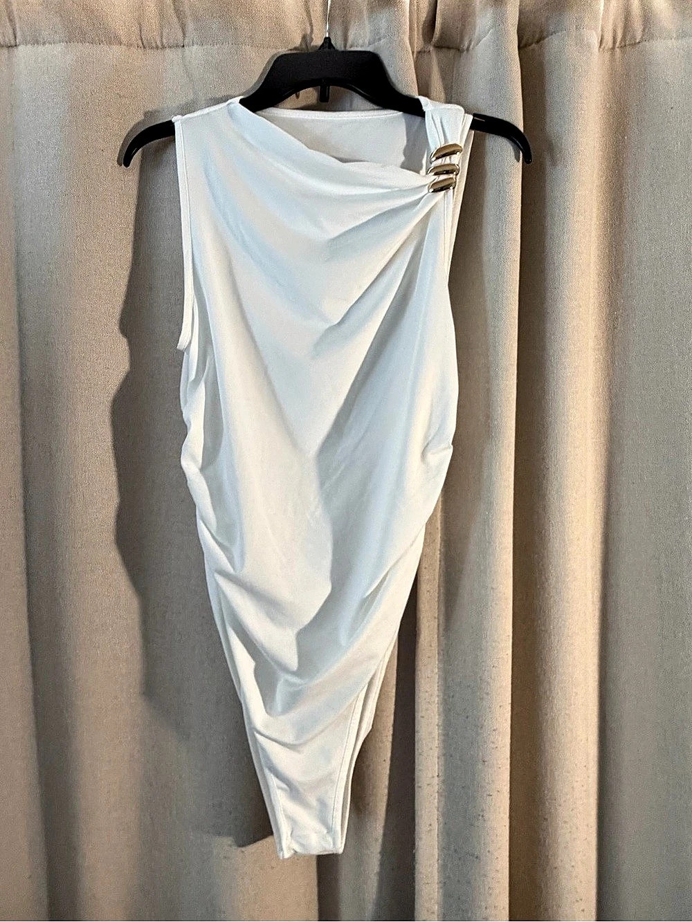 Shein White Draped Bodysuit